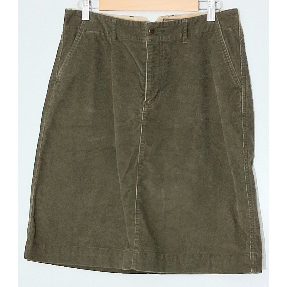 Eddie Bauer Skirt Women's Size 10 Pencil Straight Knee Length Olive Green Zip Up